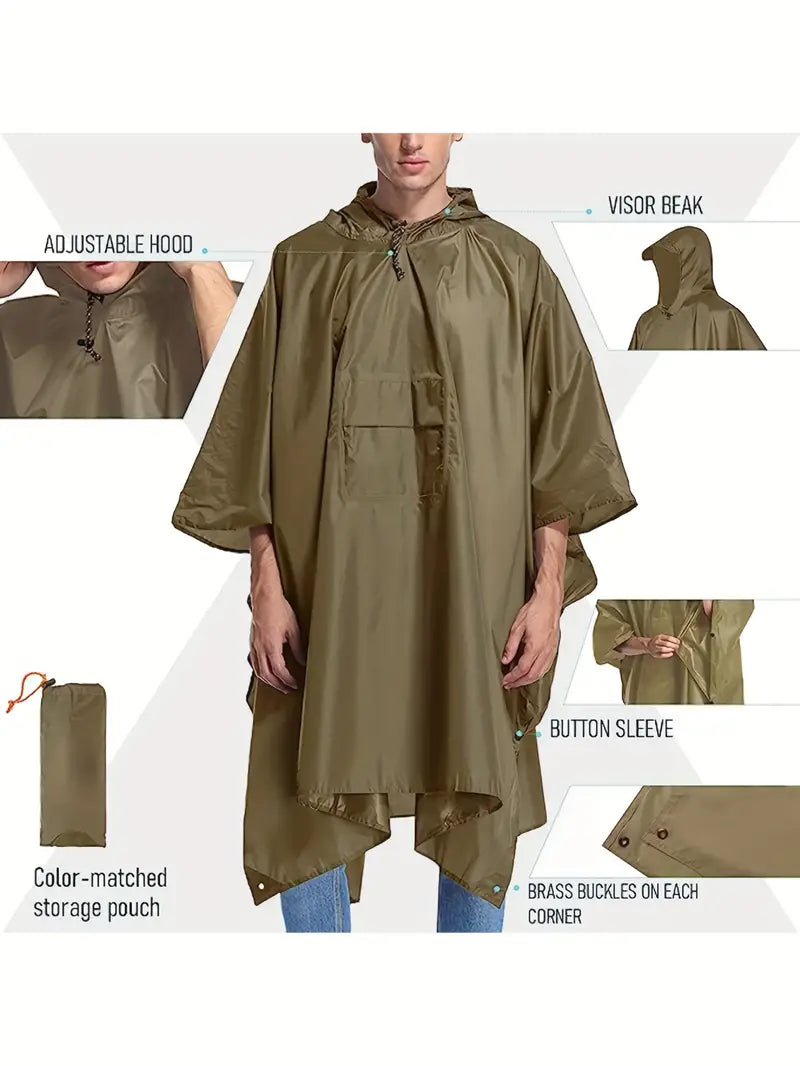 3-i-1 Vanntett Hetteponcho og Regnfrakk